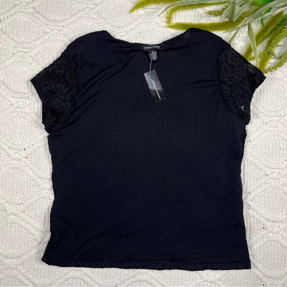 NWT GOOD CLOTHES Black Short Sleeve Textured Lace Floral 90s Style Top Sz XL - Picture 6 of 12